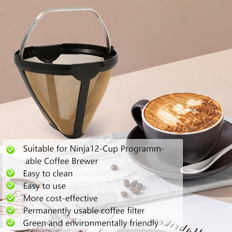 SLLFLY Replacement for CE250 CE251 Coffee Permanent Gold Tone Filter, Compatible with Ninja 12-Cup Programmable Coffee Brewer - Image 5